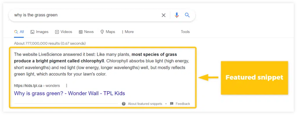 featured snippets